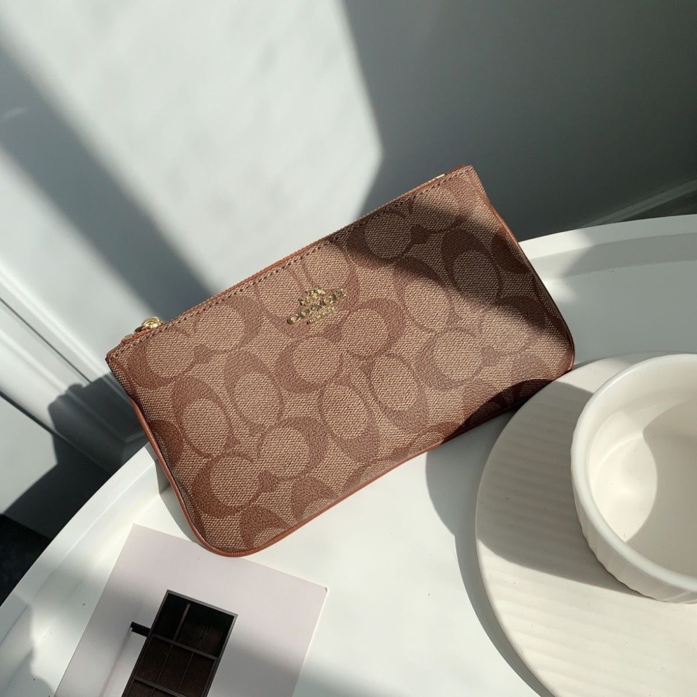 Coach皮夾 短夾 零錢包 經典老花新款時尚拉鍊手拿包 錢包 好氣質 實用🌿-細節圖3