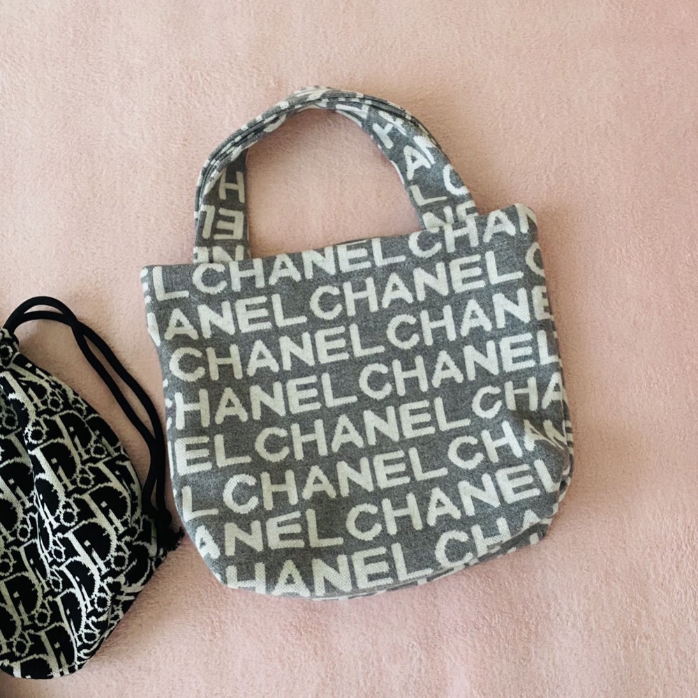 VIP限量贈品禮 Chanel 香奈兒 復古小香風手提包慵懶風高顏值 法式外出布包小巧手機包 針織手提包 環保購物袋 方-細節圖8