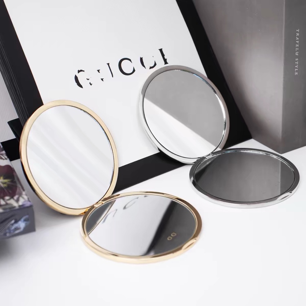 Gucci 隨身鏡 化妝品VIP漂亮禮❤️ 伴手禮贈品小鏡子銀色雙面放大化妝鏡折疊鏡伴手禮便攜 💕-細節圖2