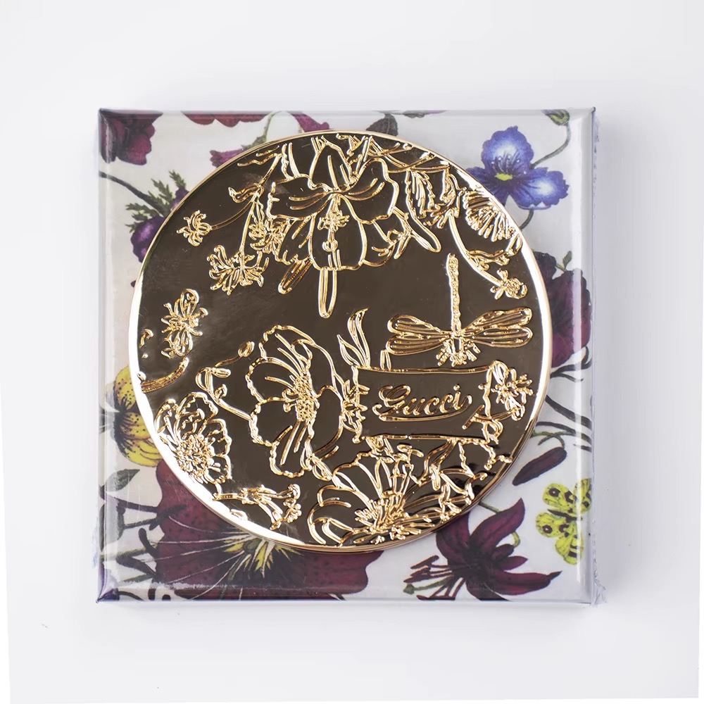 Gucci 隨身鏡 化妝品VIP漂亮禮❤️ 伴手禮贈品小鏡子銀色雙面放大化妝鏡折疊鏡伴手禮便攜 💕-細節圖5