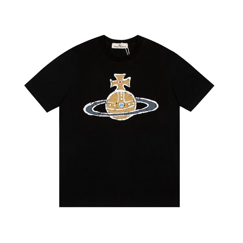 Vivienne Westwood  T恤 噴墨大土星 Q 百搭T恤 可甜可鹽 純棉圓領短袖 私留推❤️  男女同款-細節圖2