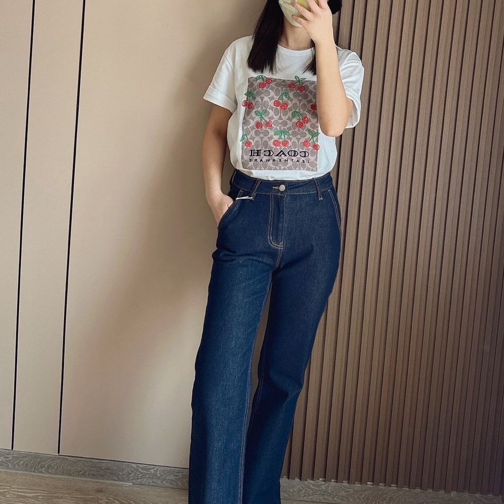 Coach 純棉短袖T恤 經典短袖十字繡櫻桃圖案上衣 甜美可愛顯瘦減齡可愛 新款圓領短袖 圖案好看啊❤️-細節圖2