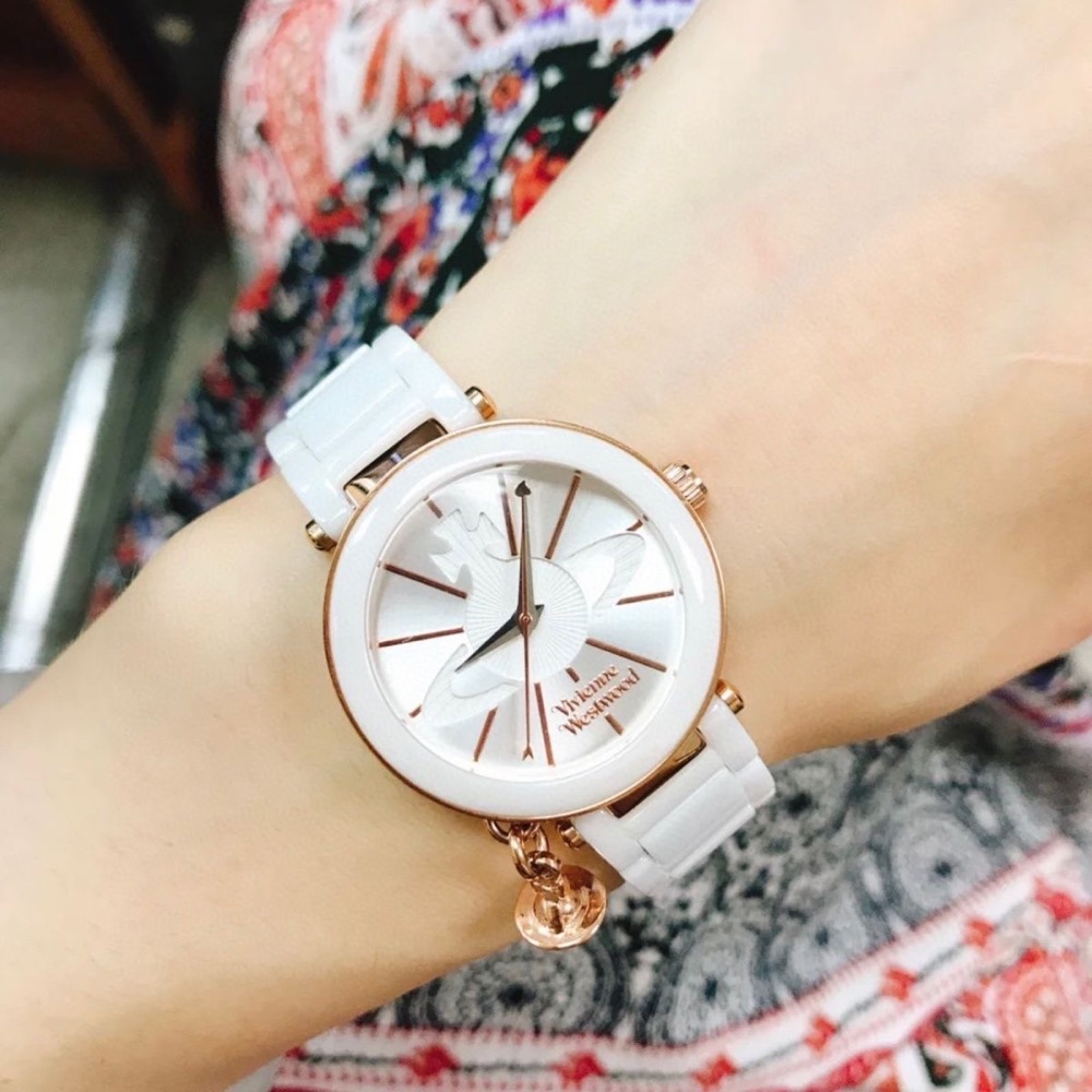 Vivienne Westwood 手錶 造型錶 陶瓷時尚白色 表土星吊墜英國品牌薇薇安 太美！-細節圖2