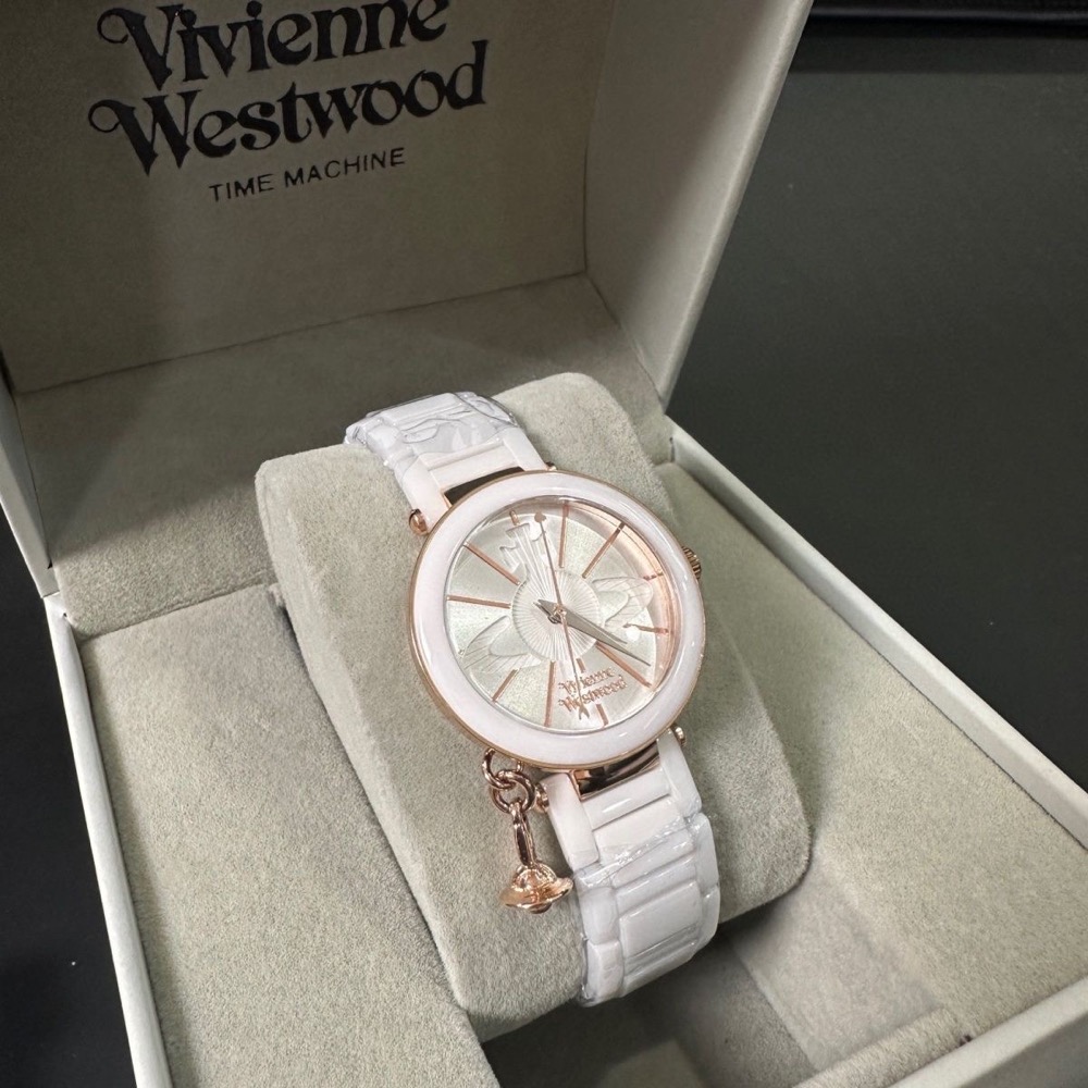 Vivienne Westwood 手錶 造型錶 陶瓷時尚白色 表土星吊墜英國品牌薇薇安 太美！-細節圖3