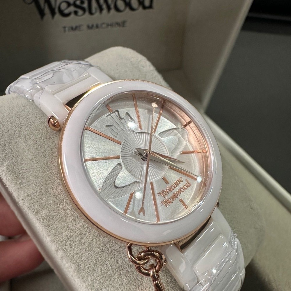 Vivienne Westwood 手錶 造型錶 陶瓷時尚白色 表土星吊墜英國品牌薇薇安 太美！-細節圖7
