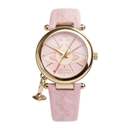 Vivienne Westwood 手錶 造型錶 腕表石英機芯真皮錶帶 32mm白色盤女表時尚土星元素吊墜生活防水