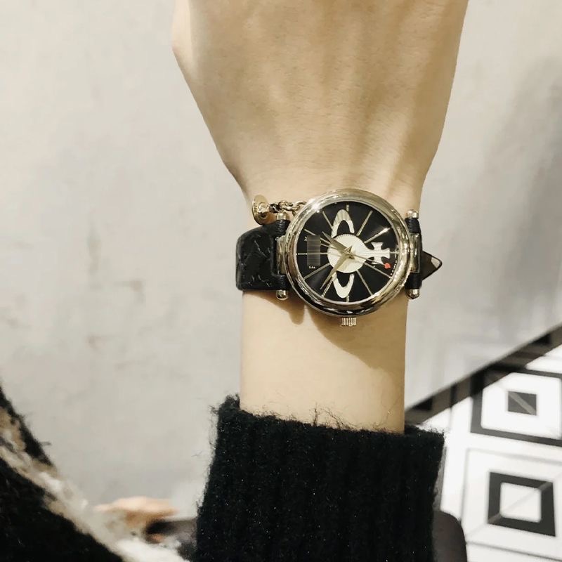 Vivienne Westwood 手錶 造型錶 腕表石英機芯真皮錶帶 32mm白色盤女表時尚土星元素吊墜生活防水-細節圖2