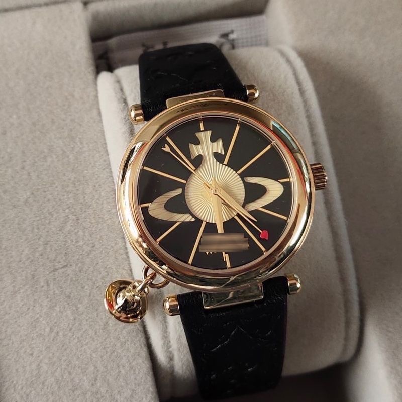 Vivienne Westwood 手錶 造型錶 腕表石英機芯真皮錶帶 32mm白色盤女表時尚土星元素吊墜生活防水-細節圖11
