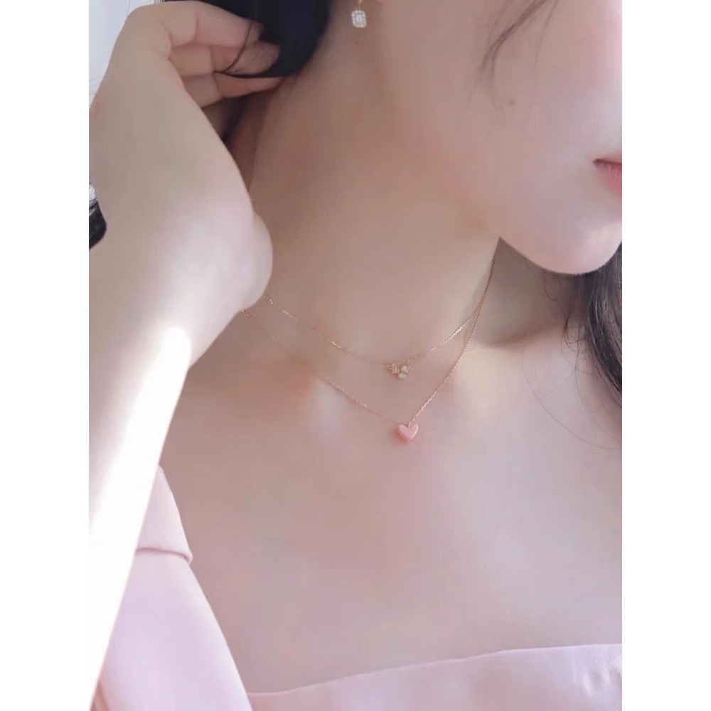 AHKAH 項鏈 深田恭子款經典小粉心系列 粉愛心 可愛純銀項鍊 私留 太推了💕-細節圖4