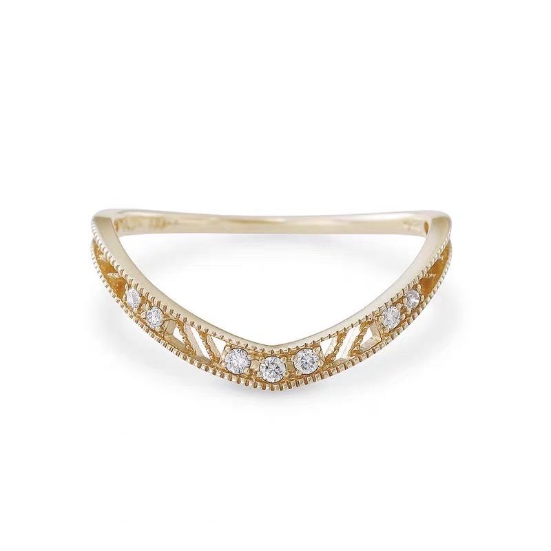 Agete 戒指 日系輕奢 寧靜森林 鏤空V型925純銀鍍10K金疊戴戒指 美 太推了💕  戒圍留言-細節圖2