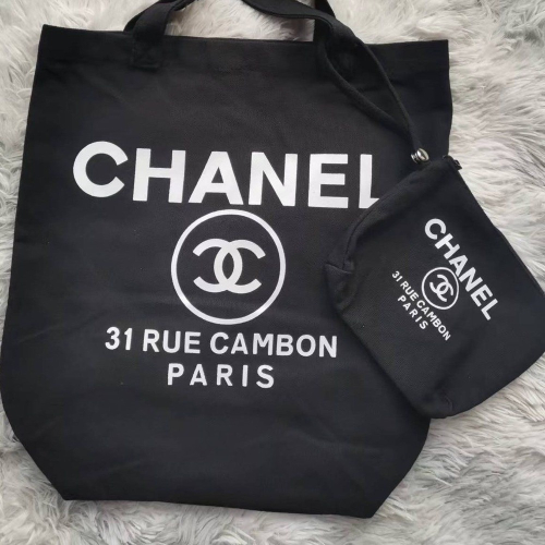 VIP積分贈品禮 Chanel 香奈兒兩件套帆布單肩包 可拆卸 子母包 大容量購物袋 帆布包 托特包 肩背包 手提包 環