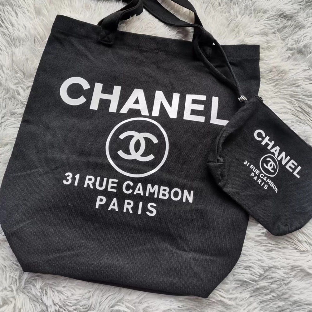 VIP積分贈品禮 Chanel 香奈兒兩件套帆布單肩包 可拆卸 子母包 大容量購物袋 帆布包 托特包 肩背包 手提包 環-細節圖2