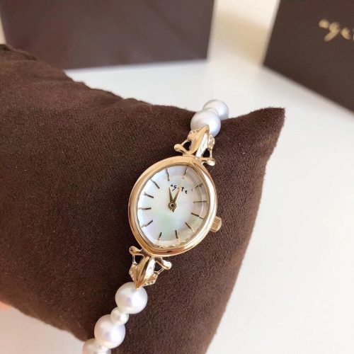 日本Agete 手錶 鏈錶，高雅好氣質貝母錶盤珍珠錶鏈精緻女表