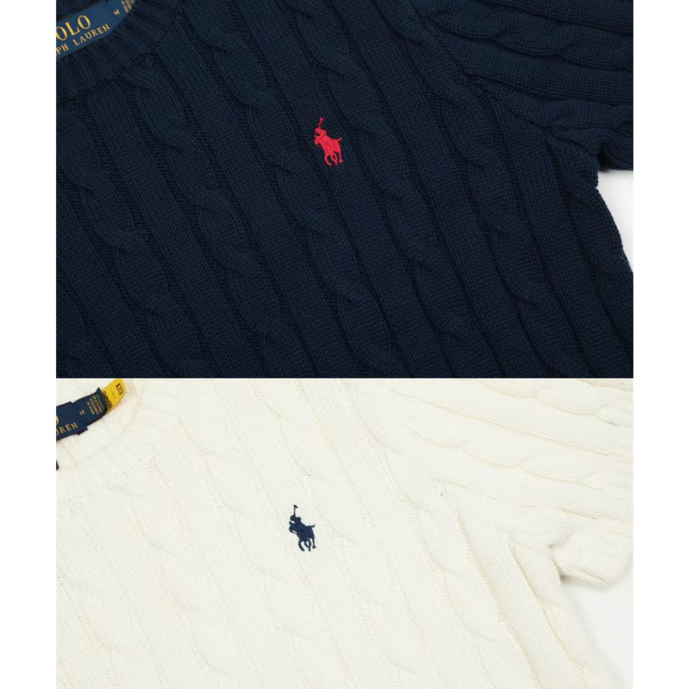 RL polo小馬刺繡圓領針織衫 毛衣 上衣 麻花短袖圓領 學院風 修身打底T恤 氣質百搭舒服-細節圖11