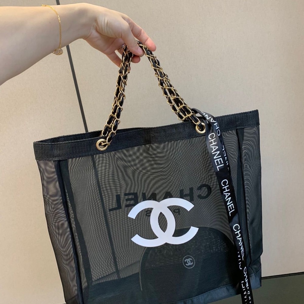 Chanel 香奈兒 網布帆布包 托特包 肩背包 手提包 環保購物袋 VIP限量贈品禮 方便實用 好氣質 購物袋 手提袋-細節圖2