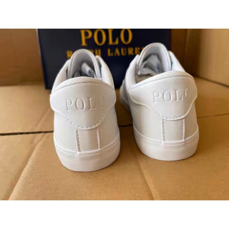 美國🇺🇸RL polo 小白鞋 休閒鞋 方便鞋 中大童 女鞋 英倫學院防撞 文藝繫帶帶低幫圓頭板鞋 顯瘦腳踝 PU皮透氣好-細節圖3