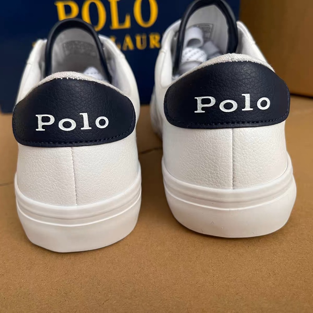 美國🇺🇸RL polo 小白鞋 休閒鞋 方便鞋 中大童 女鞋 英倫學院防撞 文藝繫帶帶低幫圓頭板鞋 顯瘦腳踝 PU皮透氣好-細節圖7