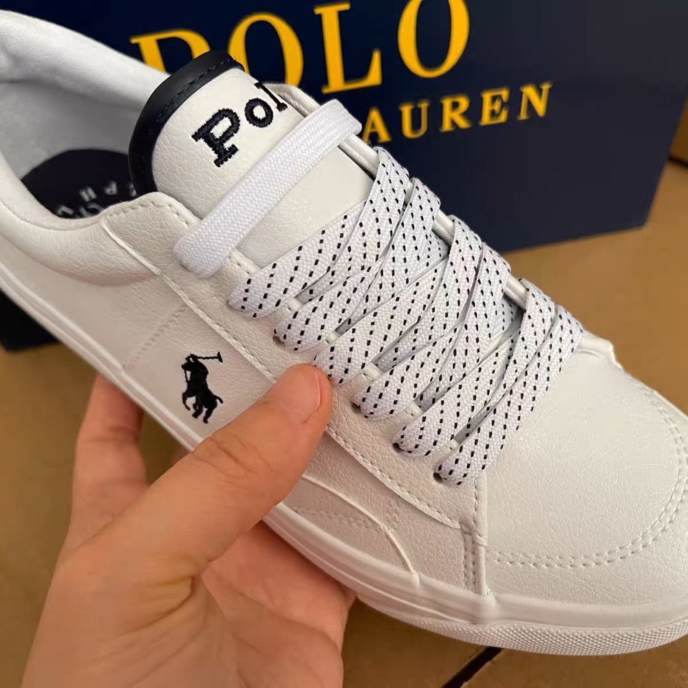 美國🇺🇸RL polo 小白鞋 休閒鞋 方便鞋 中大童 女鞋 英倫學院防撞 文藝繫帶帶低幫圓頭板鞋 顯瘦腳踝 PU皮透氣好-細節圖8