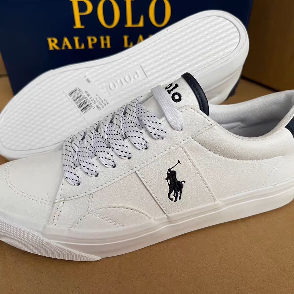 美國🇺🇸RL polo 小白鞋 休閒鞋 方便鞋 中大童 女鞋 英倫學院防撞 文藝繫帶帶低幫圓頭板鞋 顯瘦腳踝 PU皮透氣好-細節圖9
