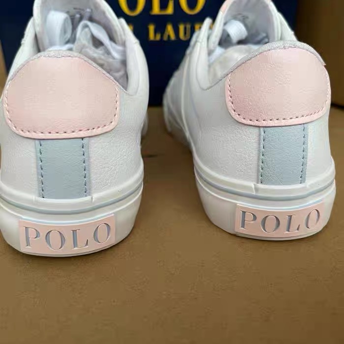 美國🇺🇸RL polo 三款櫻花小白鞋 甜系休閒鞋 方便鞋 小中大童 女鞋 親子鞋 英倫帆布繡馬文藝繫帶帶低幫圓頭板鞋 顯-細節圖2