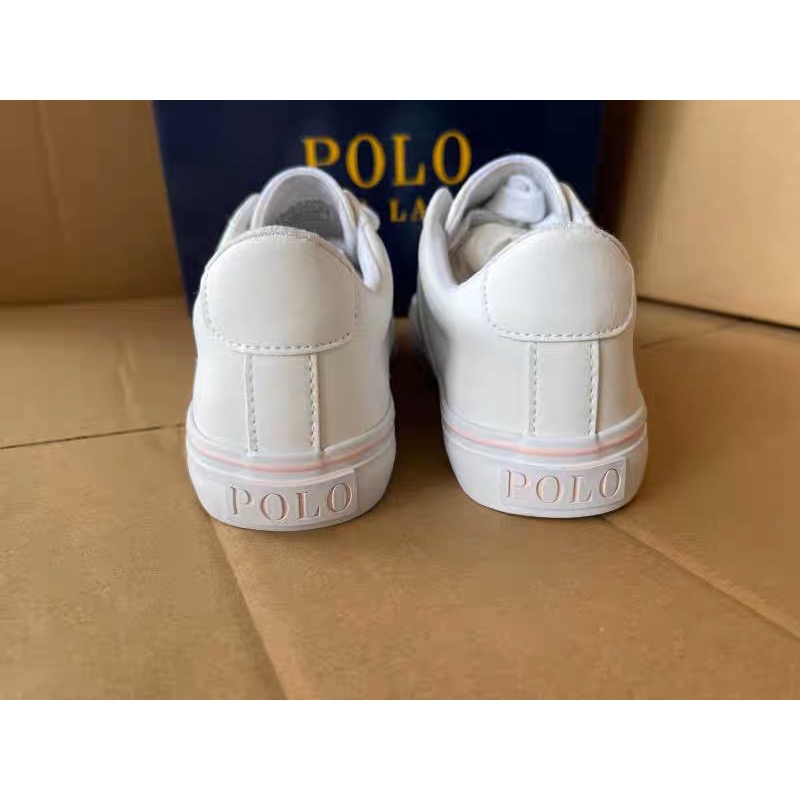 美國🇺🇸RL polo 三款櫻花小白鞋 甜系休閒鞋 方便鞋 小中大童 女鞋 親子鞋 英倫帆布繡馬文藝繫帶帶低幫圓頭板鞋 顯-細節圖8