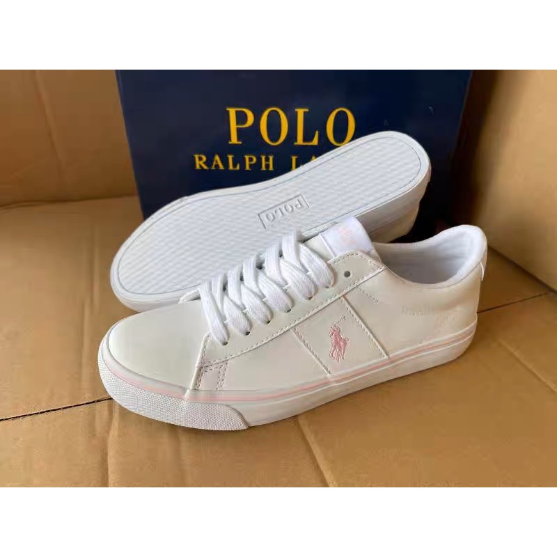 美國🇺🇸RL polo 三款櫻花小白鞋 甜系休閒鞋 方便鞋 小中大童 女鞋 親子鞋 英倫帆布繡馬文藝繫帶帶低幫圓頭板鞋 顯-細節圖9