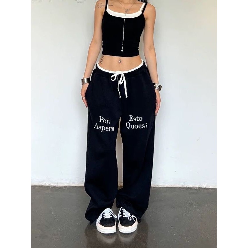 Badblood 休閒褲 長褲 dancer慵懶風 衛褲休閒褲 寬松字母直筒褲 男女同款-細節圖2