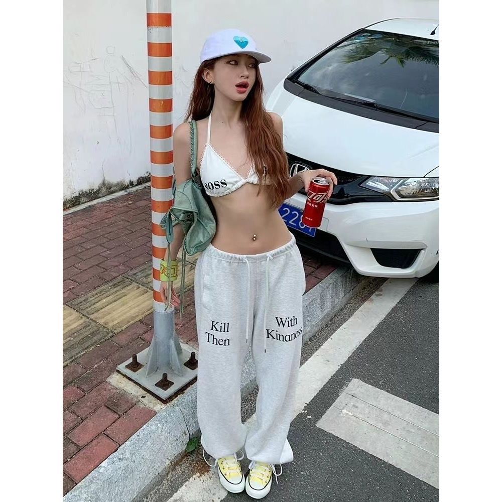 Badblood 休閒褲 長褲 dancer慵懶風 衛褲休閒褲 寬松字母直筒褲 男女同款-細節圖5