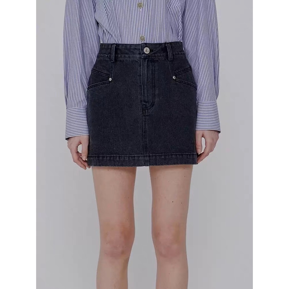 Vivienne Westwood 牛仔短裙 牛仔外套復古夾克 百搭短裙 經典土星刺繡短款外套 清爽有氣質 私留 推！-細節圖7