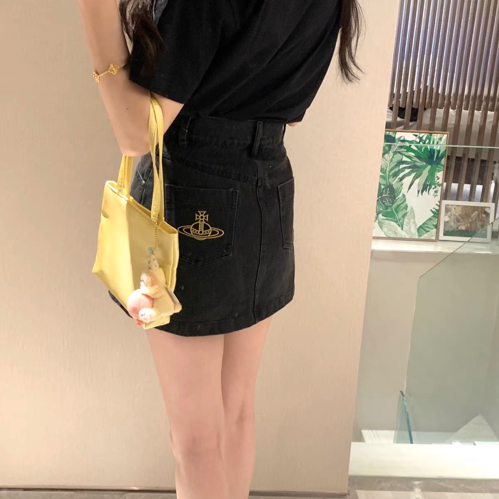 Vivienne Westwood 牛仔短裙 牛仔外套復古夾克 百搭短裙 經典土星刺繡短款外套 清爽有氣質 私留 推！-細節圖8