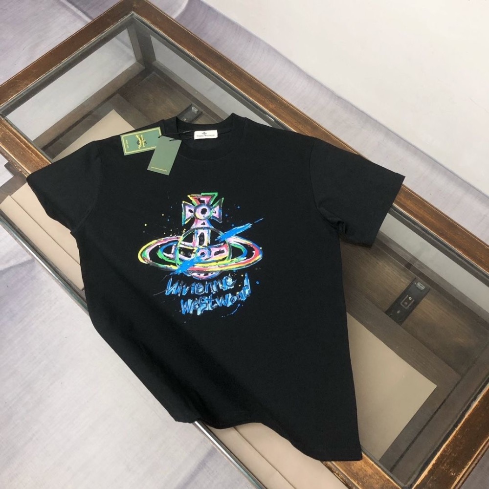 Vivienne Westwood 上衣 T恤 彩繪colorful 一塌糊涂有型彩繪 男女同款！ 280g纯棉舒适柔软-細節圖2