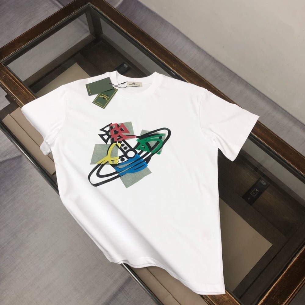 Vivienne Westwood 上衣 T恤 彩繪colorful 一塌糊涂有型彩繪 男女同款！ 280g纯棉舒适柔软-細節圖3