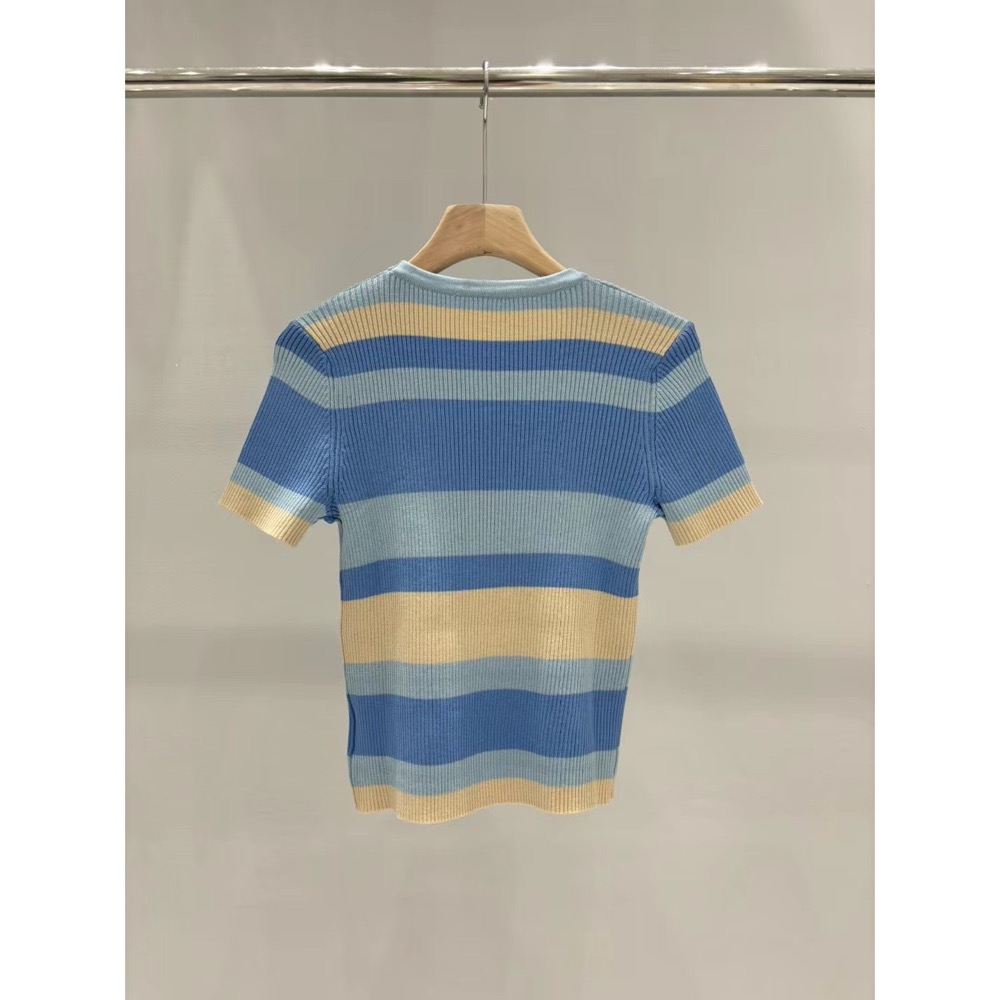 Vivienne Westwood 針織衫 針織外套 小外套  上衣 土星提花彩色條紋拼色刺繡logo針織短袖 防曬外套-細節圖10