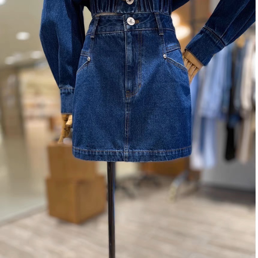 牛仔裙 Vivienne Westwood 水洗復古短裙  裙子 經典土星日式復古 清爽有氣質 私留 推！-細節圖2