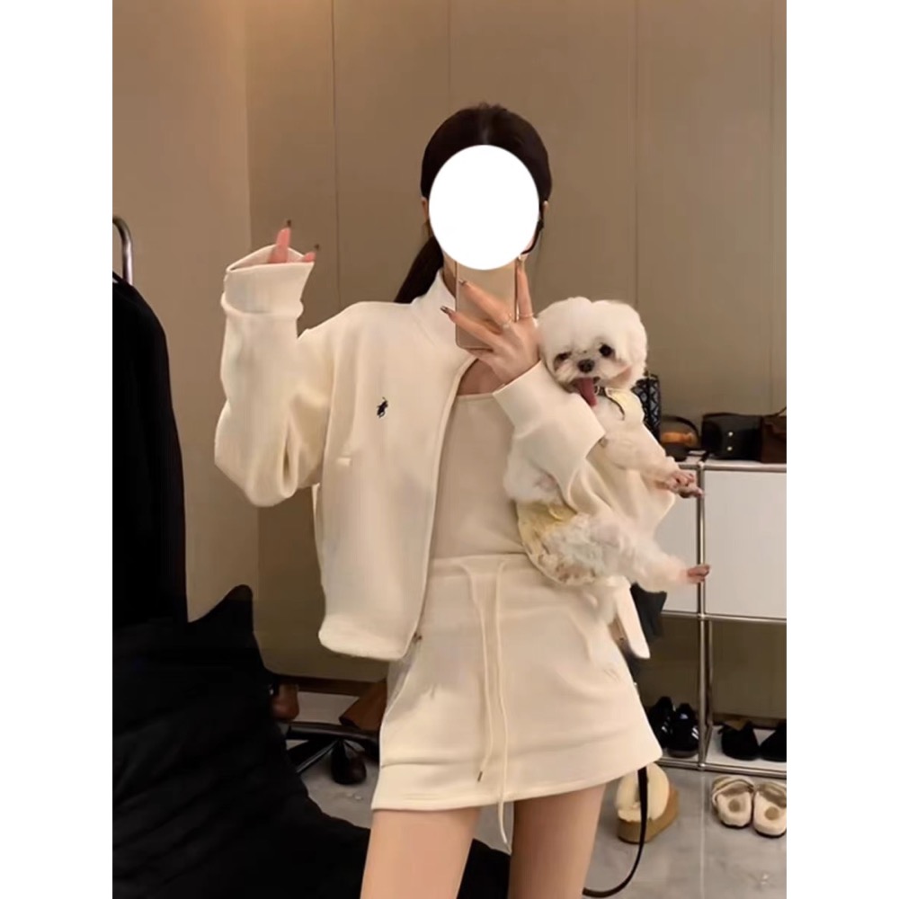 RL polo 套裝 立領外套 短裙 休閒運動夾克外套+衛衣短裙 休閒顯瘦拉長身形！清爽有氣質  SMLXL（除非想要很-細節圖2