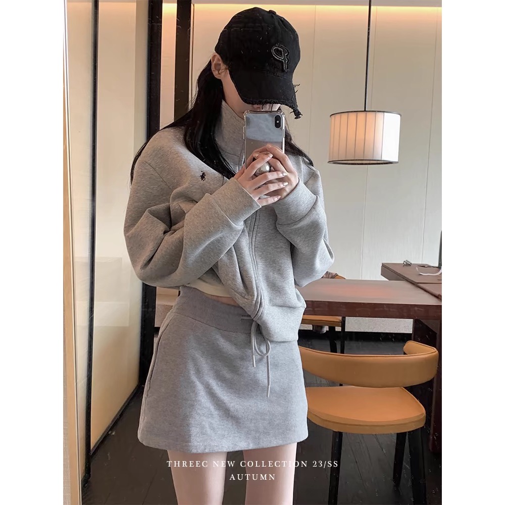 RL polo 套裝 立領外套 短裙 休閒運動夾克外套+衛衣短裙 休閒顯瘦拉長身形！清爽有氣質  SMLXL（除非想要很-細節圖5