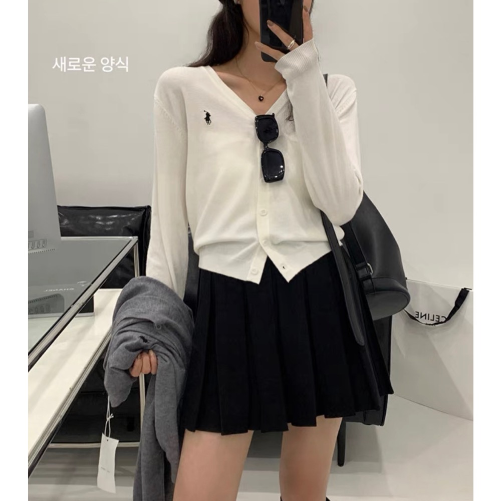 RL polo 針織外套 好氣質溫柔小外套，經典小馬刺繡，薄款修身V领上衣，百搭很推👍  ✔國際運送約十幾天，可以等待再-細節圖2