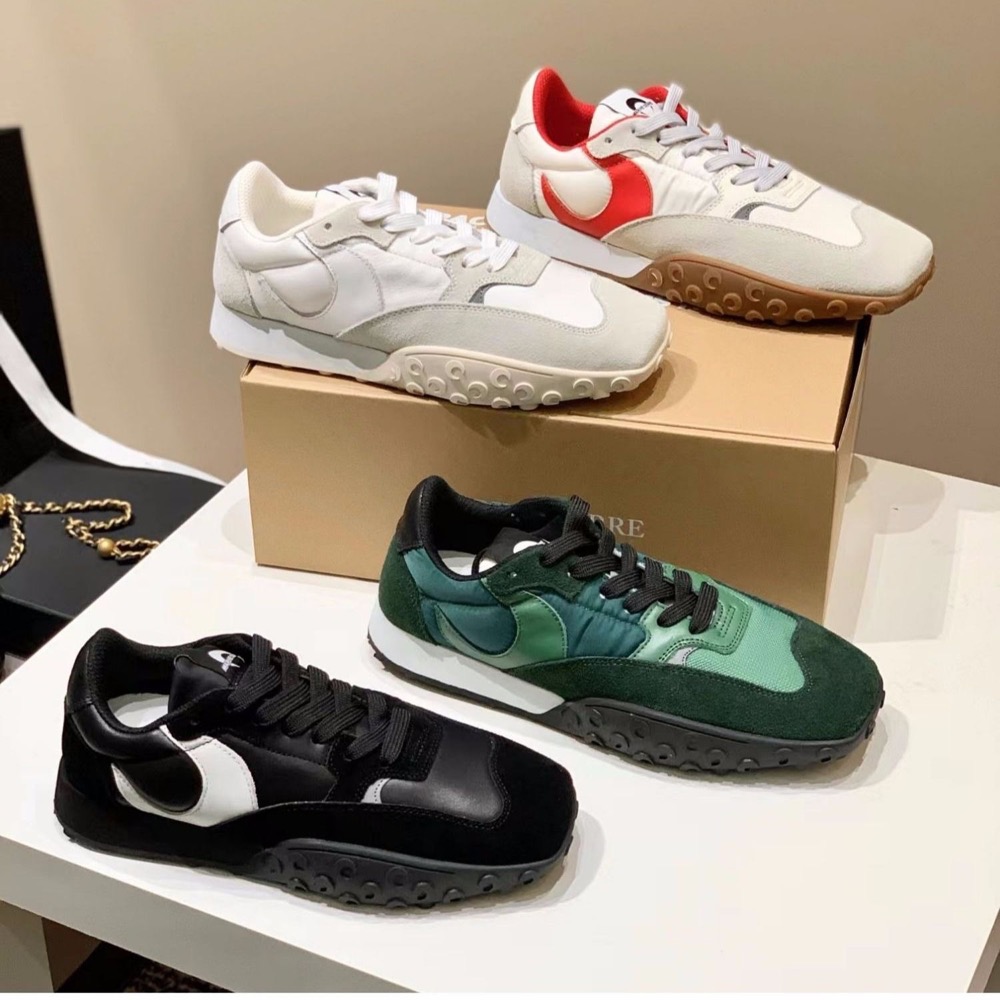 Marine Serre月亮鞋德訓鞋阿甘鞋平底休閒鞋jennie同款 方頭拼色運動鞋 情侶男女同款 私留大推！  尺寸3-細節圖3