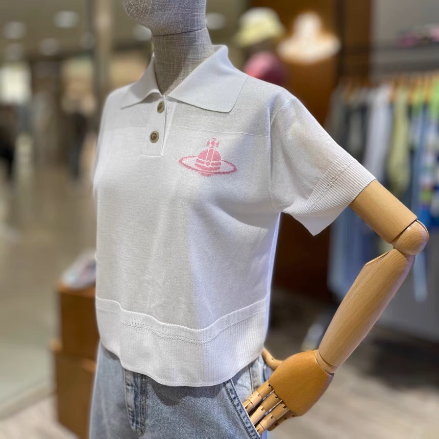 2款氣質系針織 Vivienne Westwood 上衣 土星提花修身針織短袖圓領彈力休閒顯瘦!  下標後留身高體重 各-細節圖8