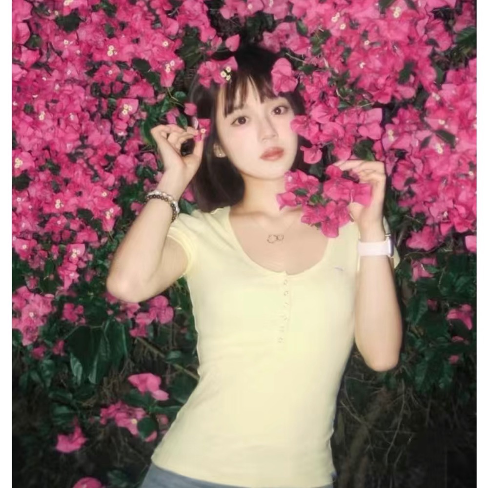 AF T恤 亨利短袖 修身螺紋小性感 打底單穿都美美的，顯瘦上衣百搭T恤，自己私留好多色，實穿啊！特惠CP值高  1標因-細節圖7
