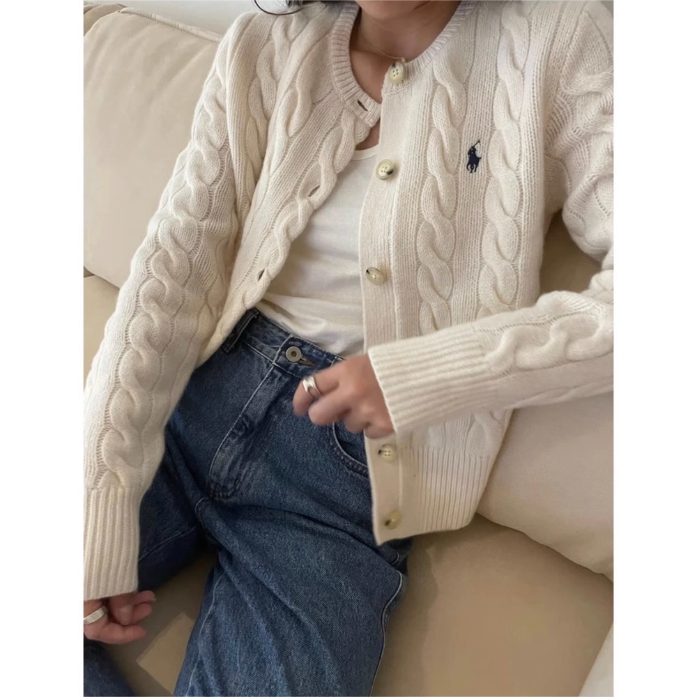 RL polo 針織外套 好氣質溫柔小外套，經典小馬刺繡，羊毛毛衣開襟衫羊 修身溫馨甜美 百搭很推👍  ✔國際運送約十幾-細節圖8