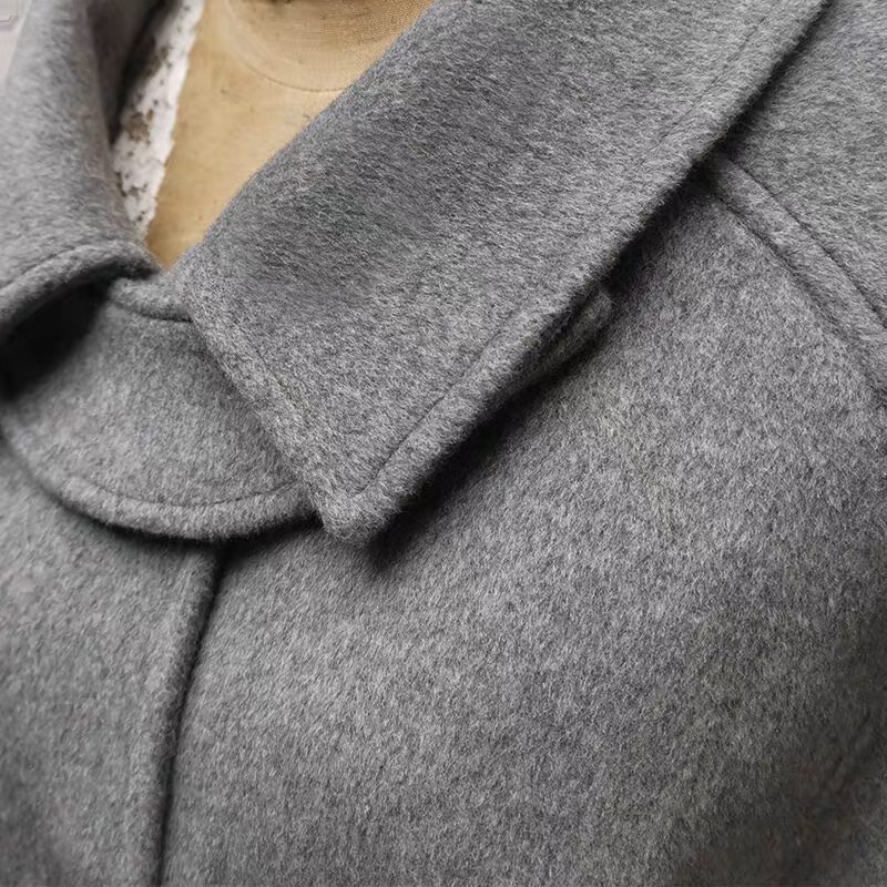 王菲機場外套 灰色羊毛短版大衣女 翻領韓版寬松毛呢外套 永恆不退流行的款式 好氣質文青  您願等，我就以微薄代購費幫您買-細節圖7