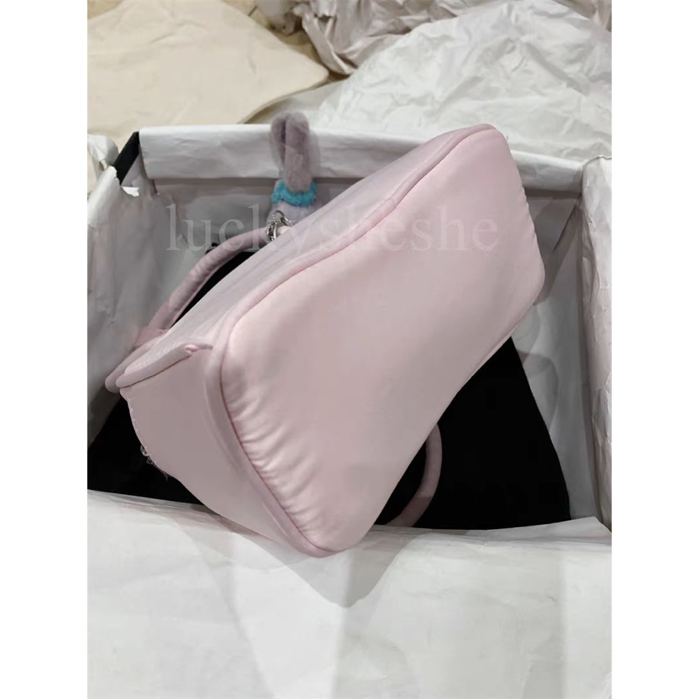 HAi 手提包 飯盒包 絲綢真絲波士頓 手提保齡球小包 芭蕾風法式復古絲絨綢緞感法式外出布包小巧可愛-細節圖7