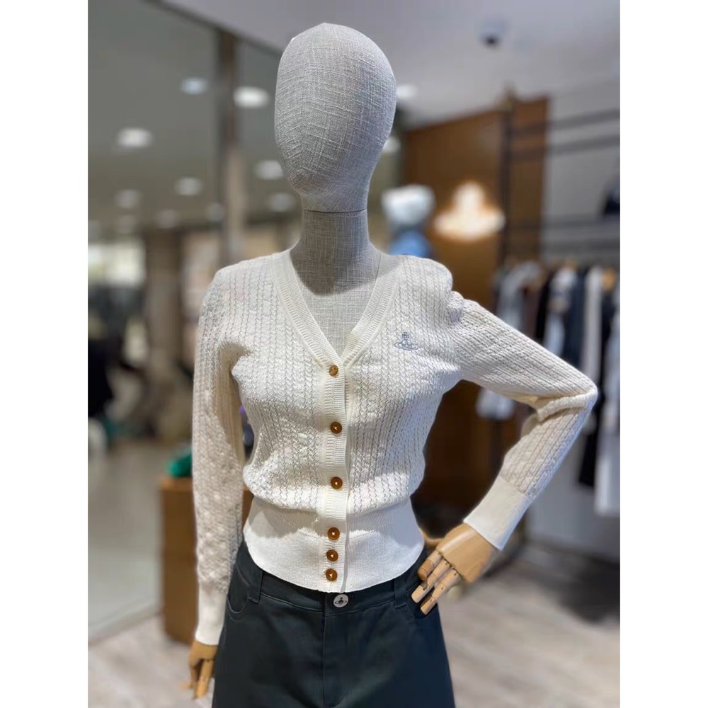 Vivienne Westwood 針織外套 小外套 圓領鏤空荷葉邊長袖針織衫 俏皮甜美也優雅長袖外套   圖1234:-細節圖4