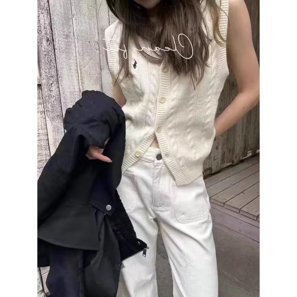 L polo 背心外套 馬甲 針織背心 毛衣 上衣 經典修身版絞花編結棉針織衫馬甲，經典款，太韓了，顏色都太好看了！氧氣-細節圖4