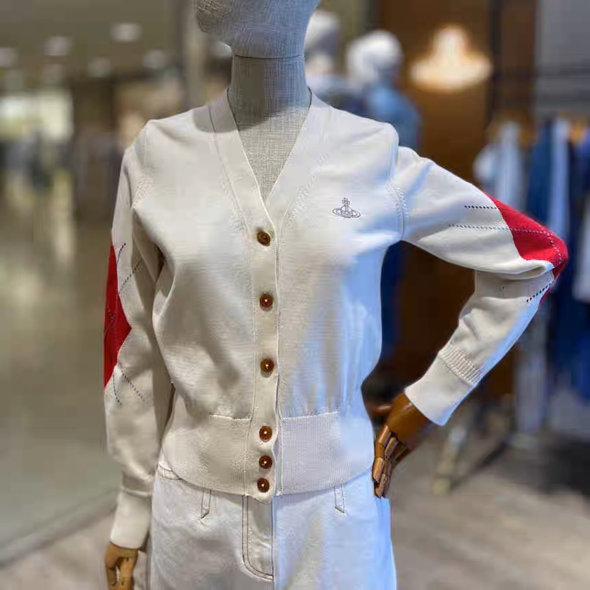 Vivienne Westwood 針織外套 小外套  經典土星標識好氣質英倫針織開衫 極簡土星幾何印花V領針織外套-細節圖2