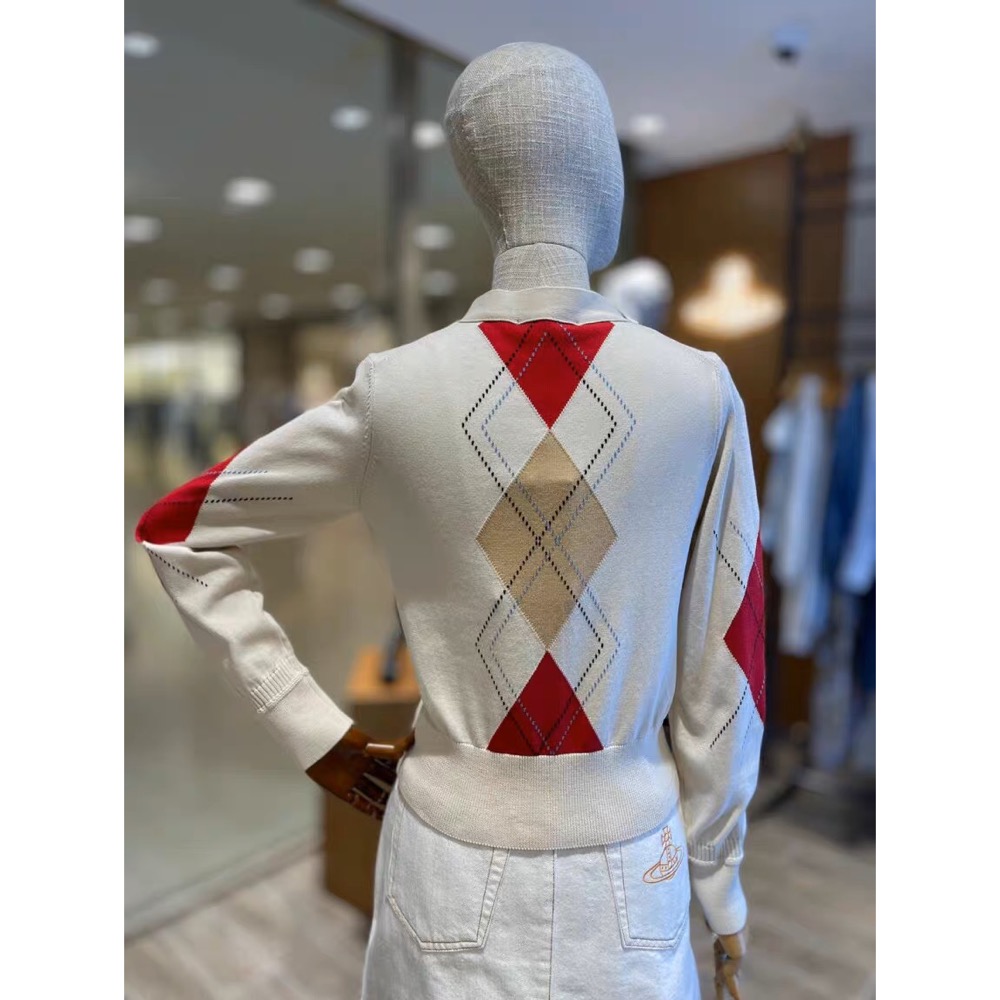 Vivienne Westwood 針織外套 小外套  經典土星標識好氣質英倫針織開衫 極簡土星幾何印花V領針織外套-細節圖3