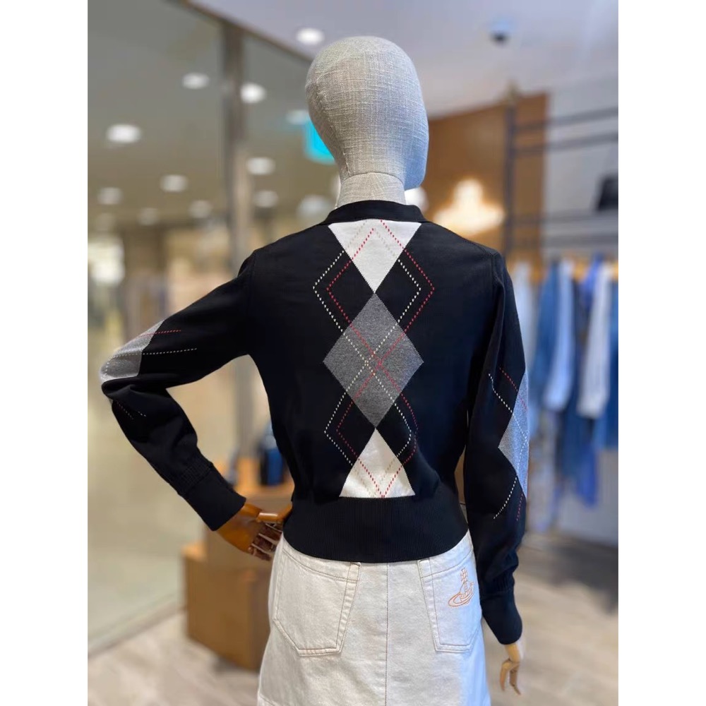 Vivienne Westwood 針織外套 小外套  經典土星標識好氣質英倫針織開衫 極簡土星幾何印花V領針織外套-細節圖9