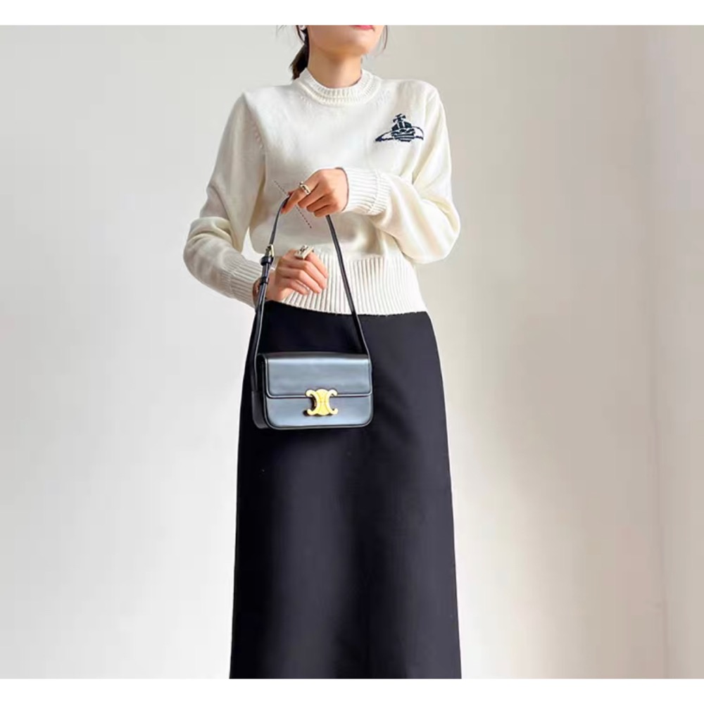 氣質系針織衫Vivienne Westwood 上衣 土星提花修身針織 吸睛撞色！日常氛圍感穿搭 時尚羊毛圓領套頭針織毛-細節圖5