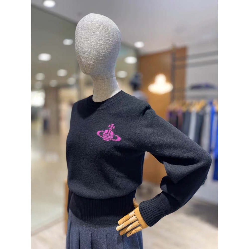 氣質系針織衫Vivienne Westwood 上衣 土星提花修身針織 吸睛撞色！日常氛圍感穿搭 時尚羊毛圓領套頭針織毛-細節圖9